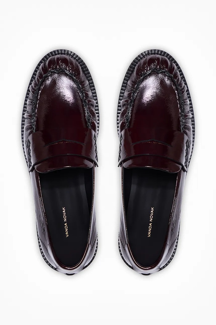 Vanda Novak mocasini pentru femei, din piele Greta Glossy Ruby Greta.Glossy.Ruby
