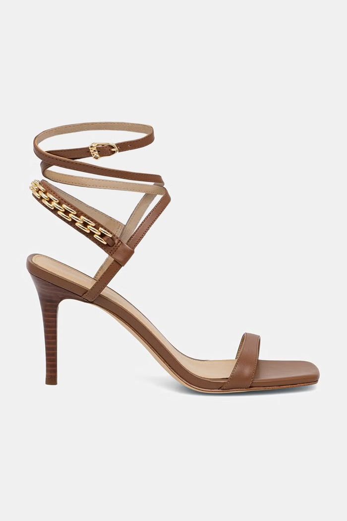 MICHAEL Michael Kors sandali s tanko peto usnjeni Marcia Heeled Sandal 40S6MCHS2L.230 rjava SS26