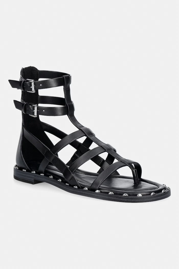 MICHAEL Michael Kors σανδάλια γυναικεία δερμάτινα Noa Flat Sandal μαύρο 40S6NOFS1L.001