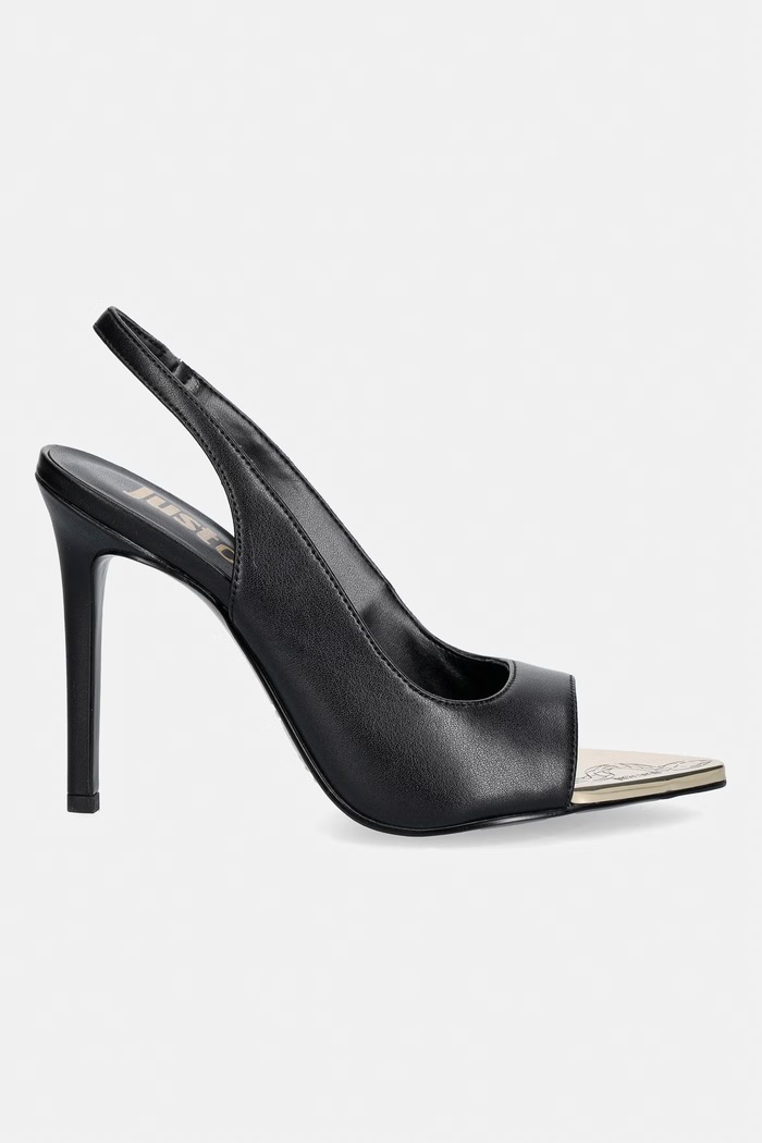 Just Cavalli sandały z odkrytą piętą skórzane 80RA3S56ZPB90899 czarny SS26