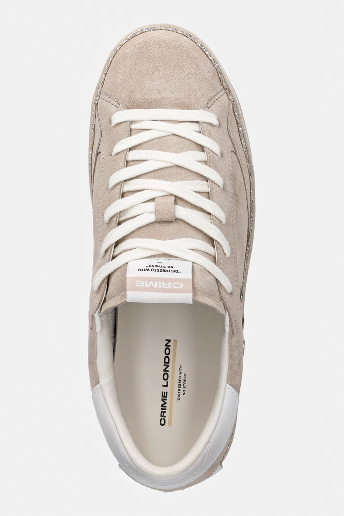 Crime London DISTRESSED PLATFORM sneakers pentru femei din piele bej 29054PP8.15