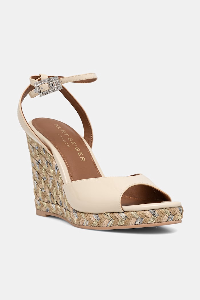 Kurt Geiger London sandały na koturnie Espadrille Wedge-Bone beżowy 5601041309