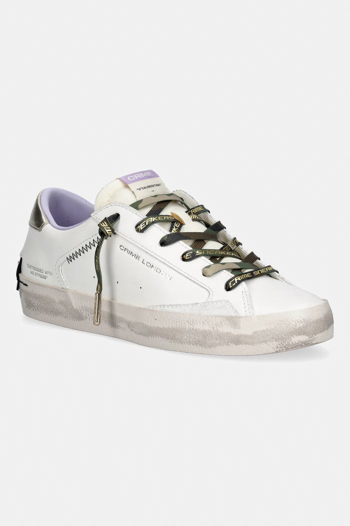 Crime London DISTRESSED sneakers γυναικεία δερμάτινα λευκό 29002PP8.10