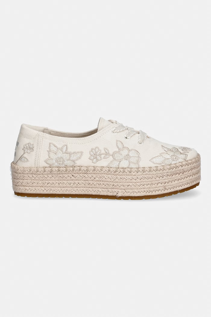 Toms espadryle na platformie damskie VALENCIA LACE UP 10023325.101 beżowy SS26