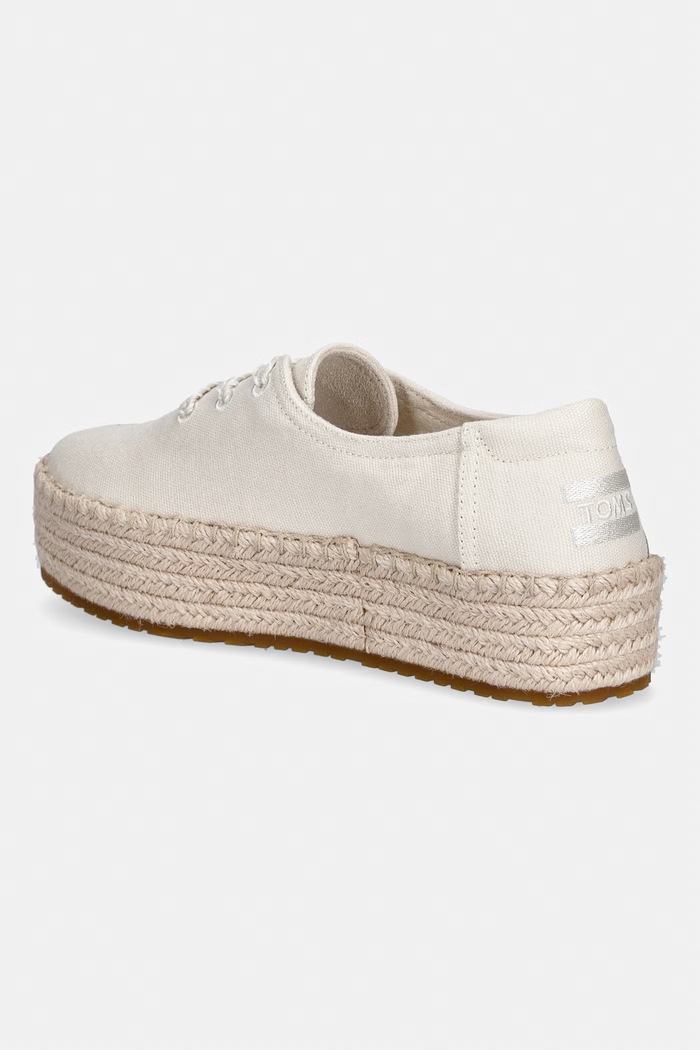 Obuwie Toms espadryle na platformie damskie VALENCIA LACE UP 10023325.101 beżowy