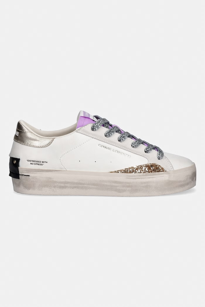 Crime London DISTRESSED PLATFORM sneakers pentru femei, din piele 29055PP8.10 alb SS26