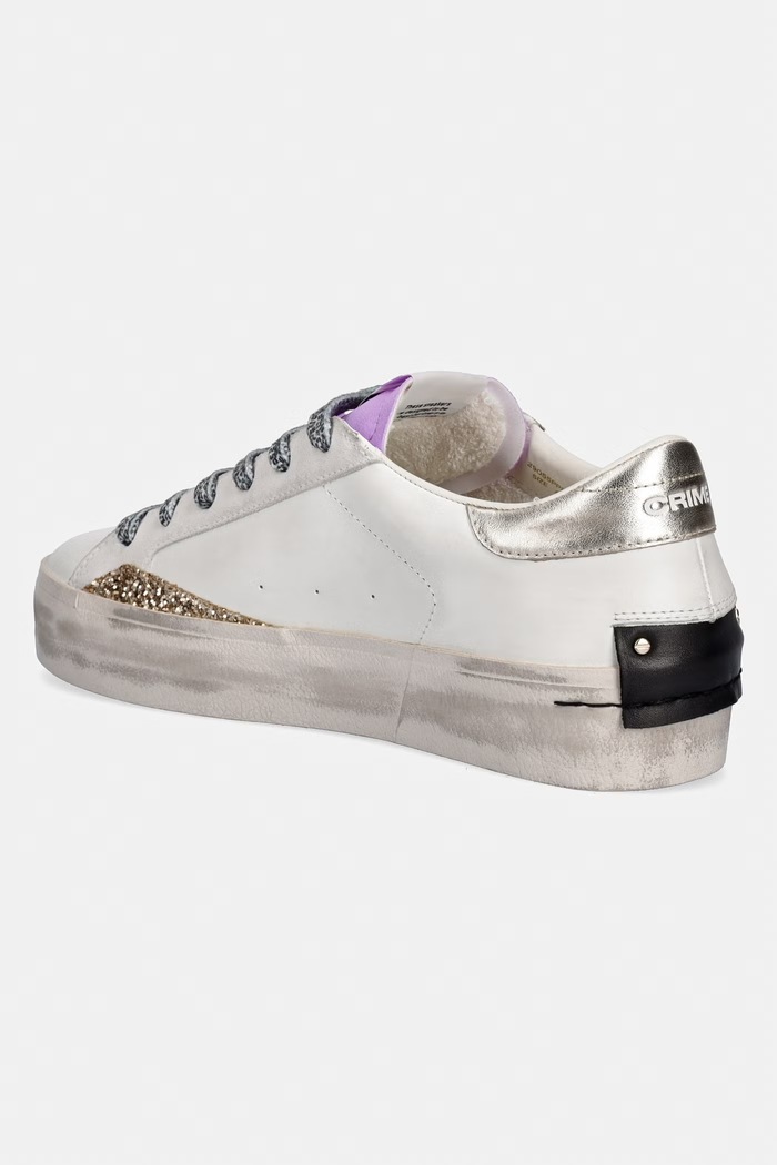 Încălțăminte Crime London DISTRESSED PLATFORM sneakers pentru femei, din piele 29055PP8.10 alb