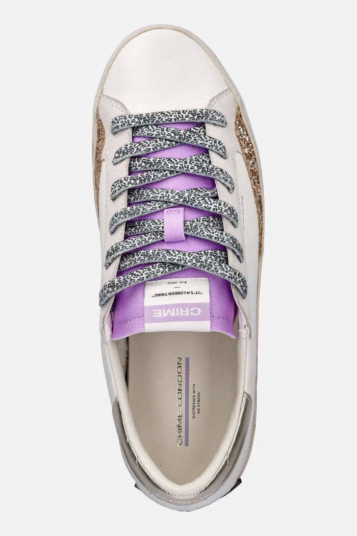 Crime London DISTRESSED PLATFORM sneakers pentru femei, din piele alb 29055PP8.10