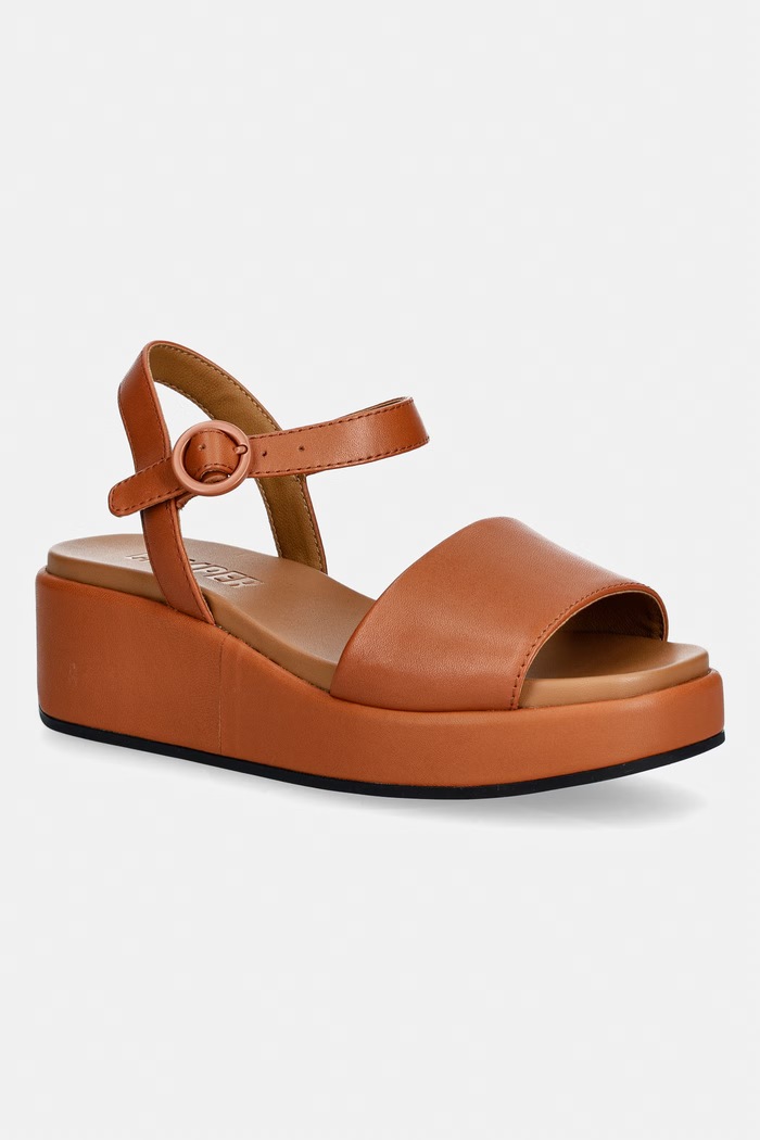 Camper sandale wedges pentru femei, din piele Misia maro K200564.026