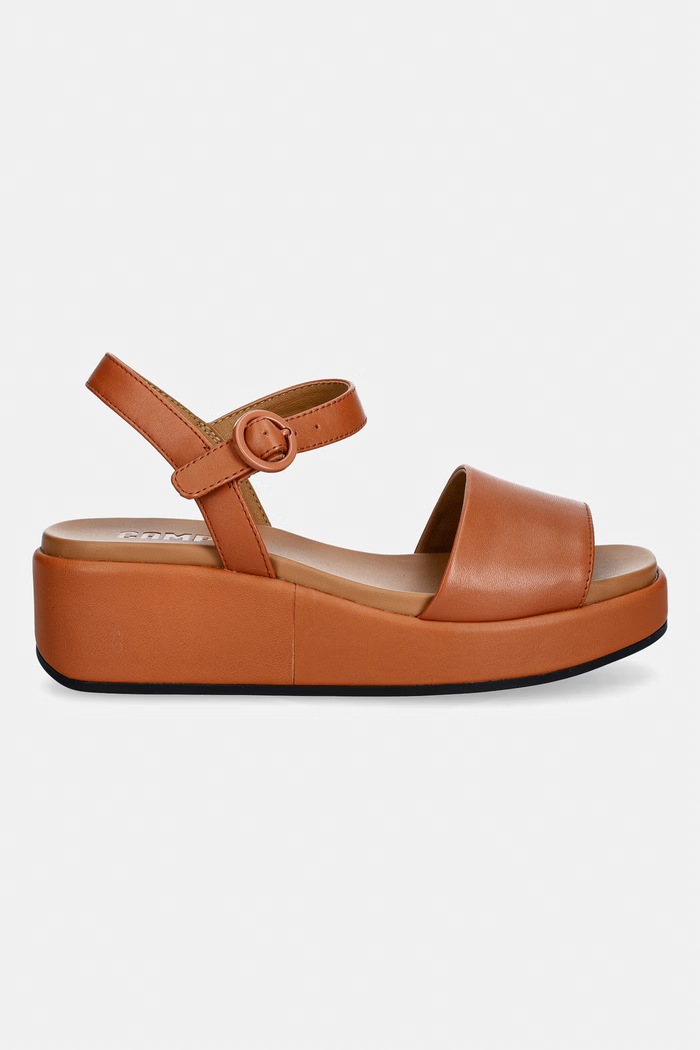 Camper sandale wedges pentru femei, din piele Misia K200564.026 maro SS26