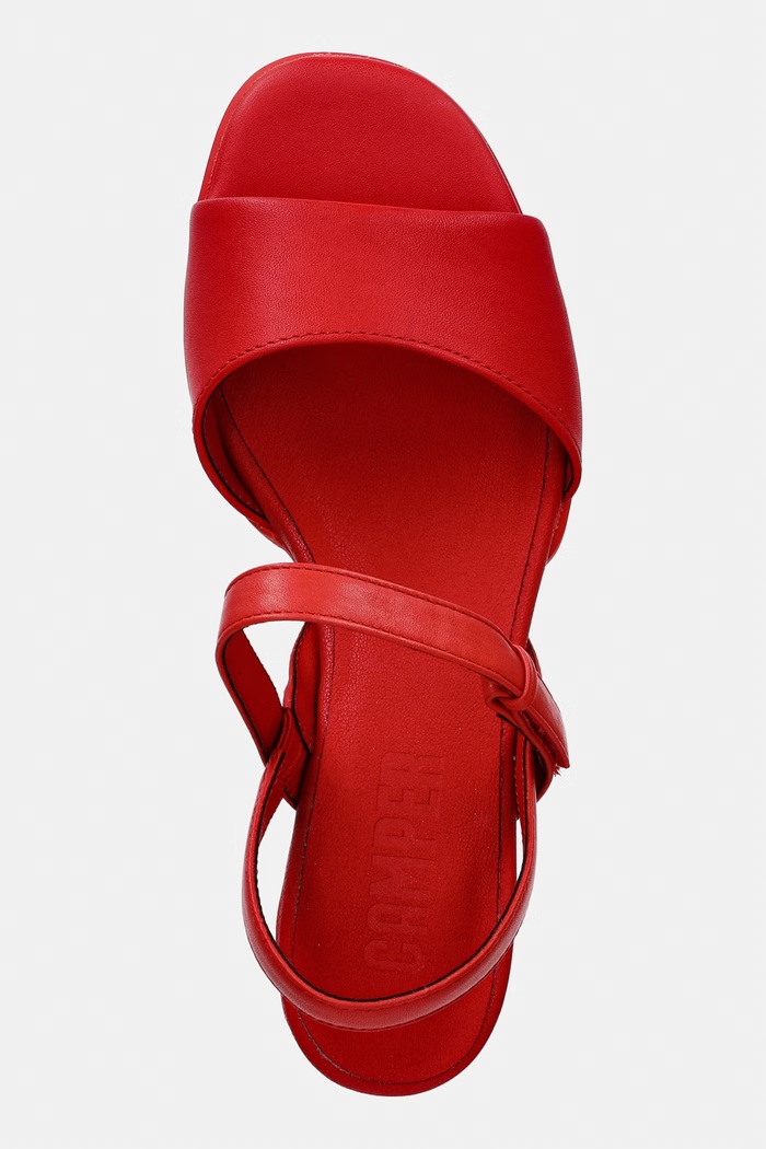 Camper sandale cu toc din piele Katie Sandal rosu K201023.007