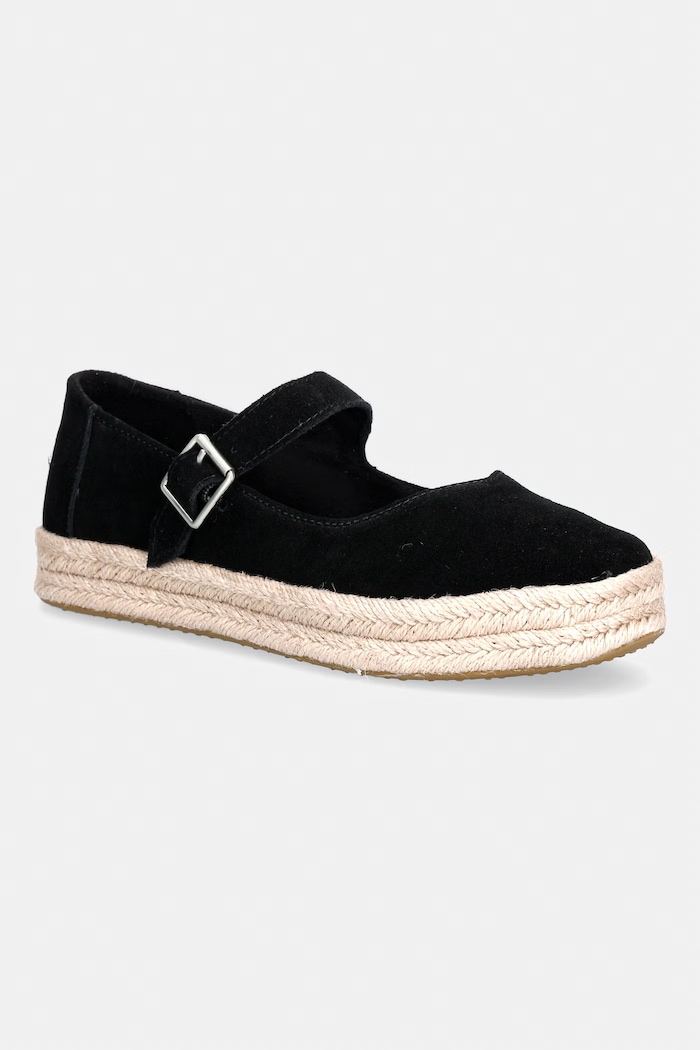 Toms espadrilky Mary Jane dámske semišové CAROLINA MARY JANE čierna 10022576.BLACK