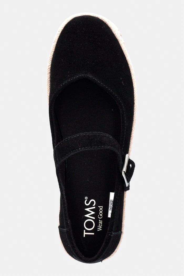 Toms espadrilky Mary Jane dámske semišové CAROLINA MARY JANE čierna 10022576.BLACK