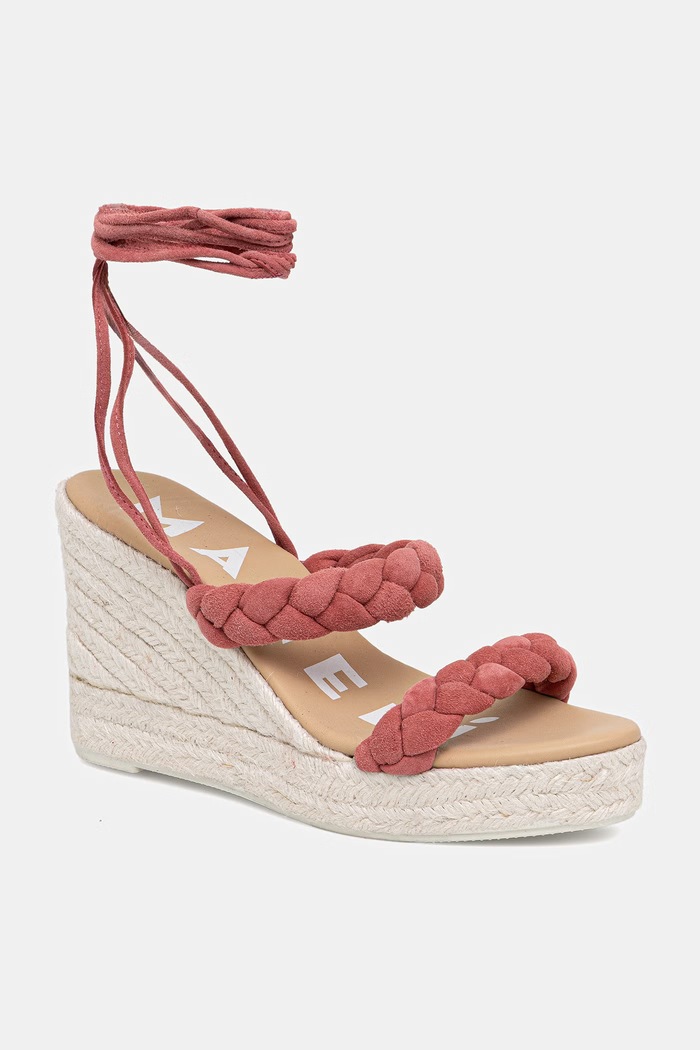 Manebi sandały na koturnie zamszowe Two Braided Bands Wedge Espadrilles pomarańczowy W.1.5.WE