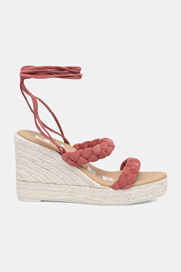 Manebi sandały na koturnie zamszowe Two Braided Bands Wedge Espadrilles W.1.5.WE pomarańczowy SS26