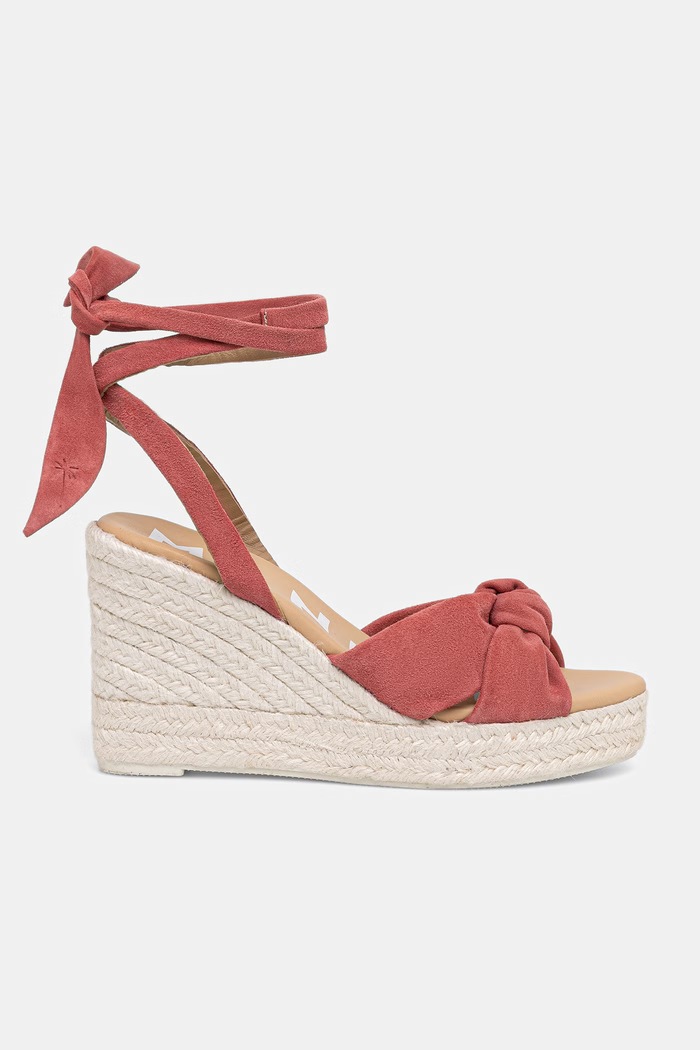 Manebi sandały na koturnie zamszowe Wedge Espadrilles With Knot W.1.5.WS pomarańczowy SS26