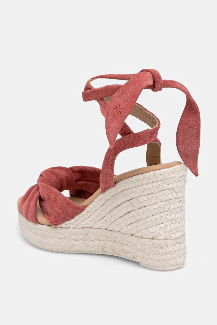 Obuwie Manebi sandały na koturnie zamszowe Wedge Espadrilles With Knot W.1.5.WS pomarańczowy