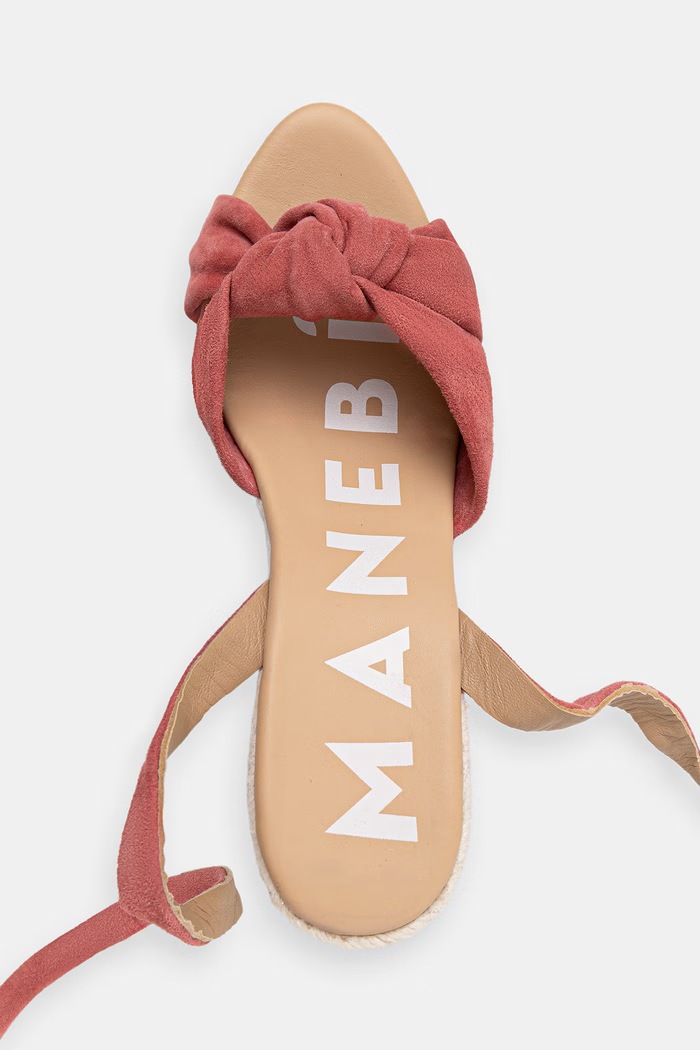Manebi sandały na koturnie zamszowe Wedge Espadrilles With Knot pomarańczowy W.1.5.WS