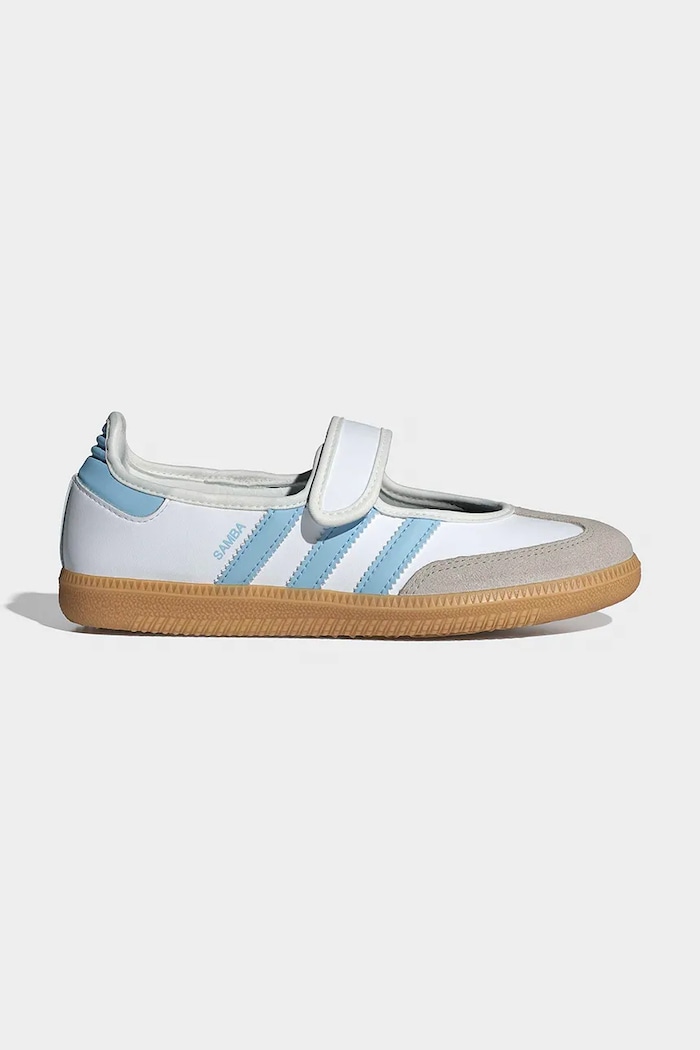 Detské kožené balerínky adidas Originals DISNEY SAMBA JANE usňová koža biela JP9545