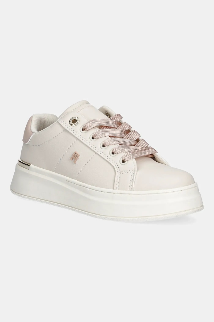 Dječje tenisice Tommy Hilfiger imitacija zrnate kože bež T3A9.34253