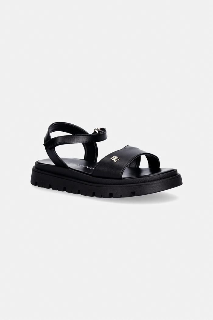 Tommy Hilfiger sandały dziecięce imitacja skóry licowej czarny T4A2.34301.30.34