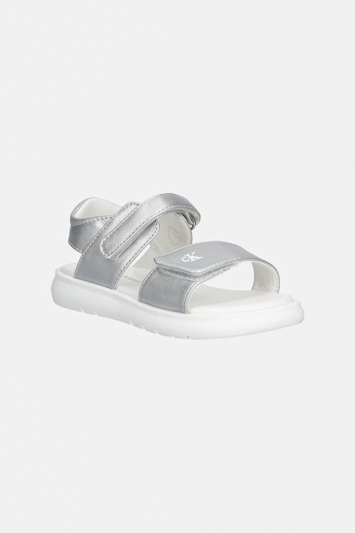 Detské sandále Calvin Klein Jeans imitácia kože strieborná V1A2.83241.20.29