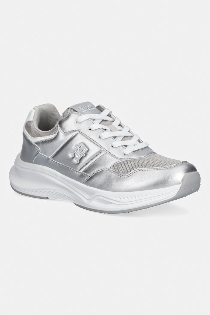 Tommy Hilfiger sneakersy dziecięce imitacja skóry licowej srebrny T3A9.34269