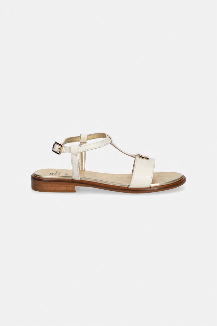 Elisabetta Franchi sandały skórzane dziecięce F4A2.E0569 beżowy SS26
