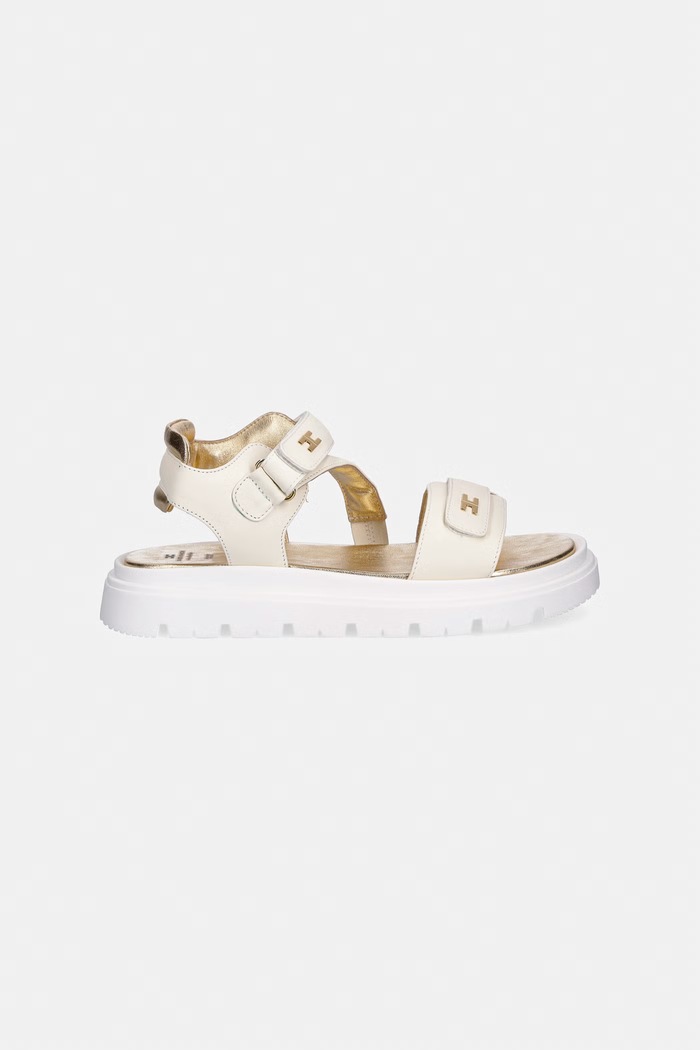 Elisabetta Franchi sandały skórzane dziecięce F4A2.E0586 beżowy SS26
