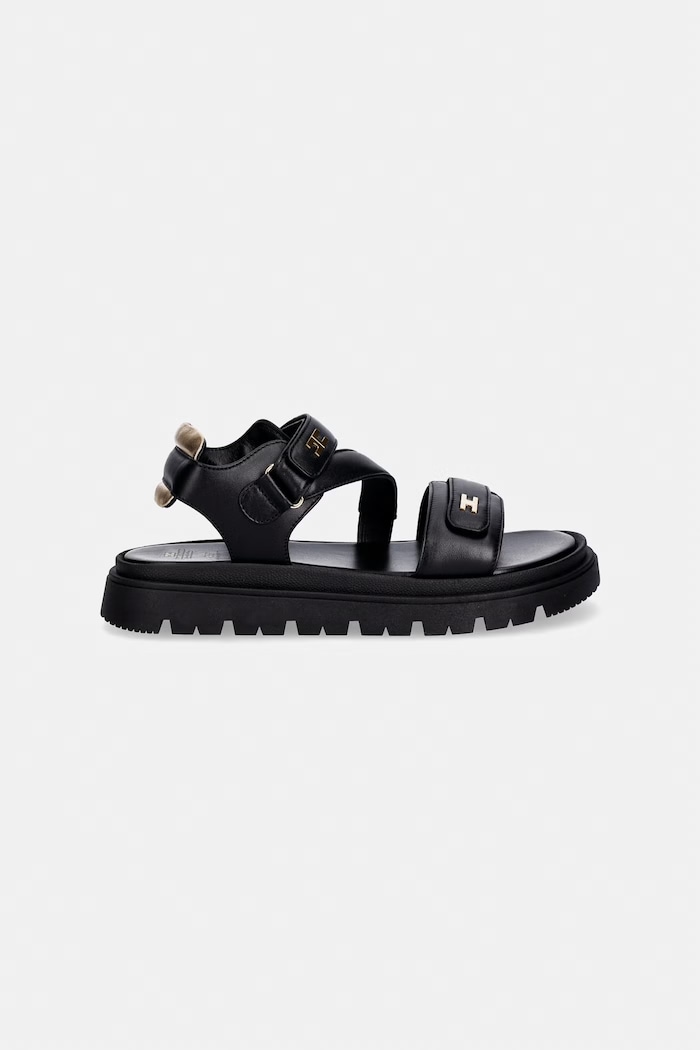 Elisabetta Franchi sandały skórzane dziecięce F4A2.E0586 czarny SS26