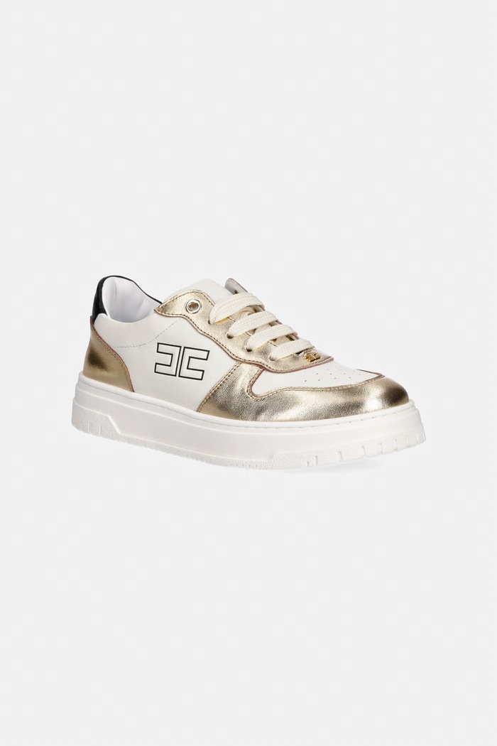 Elisabetta Franchi sneakersy skórzane dziecięce niska złoty F4A9.E0521.35.38