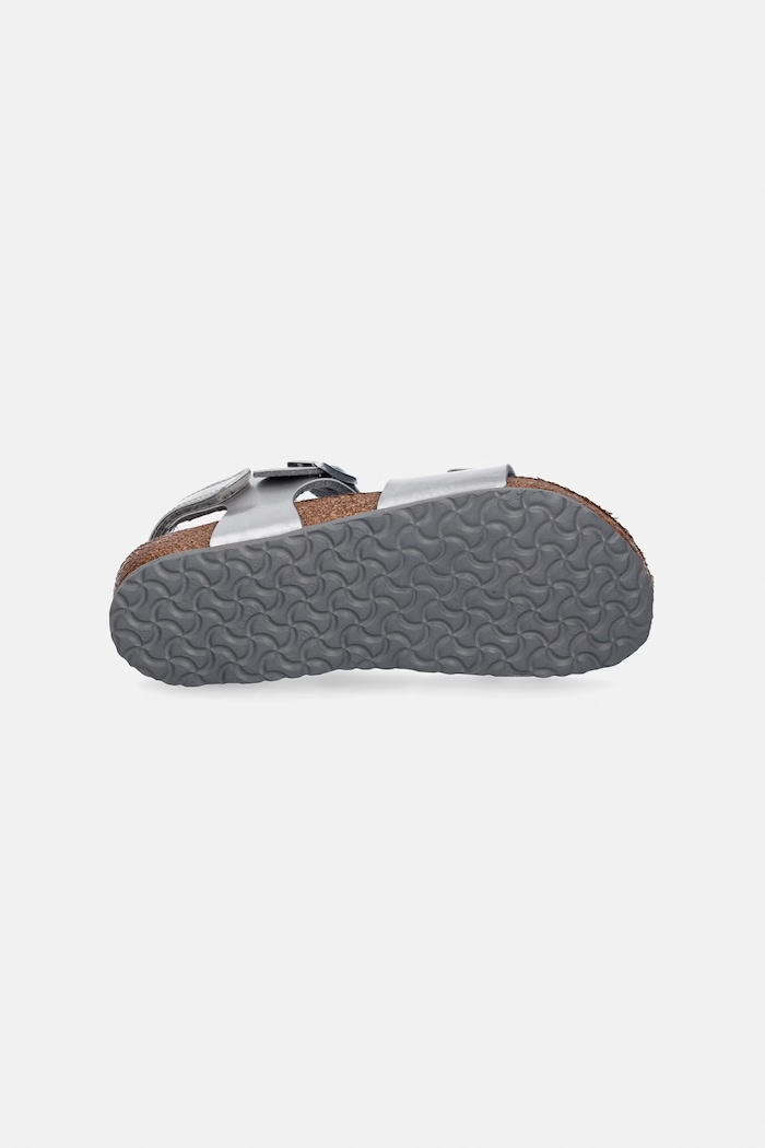 Birkenstock sandały dziecięce skórzane Rio AS Kids Flowers 1031702.28.35 srebrny