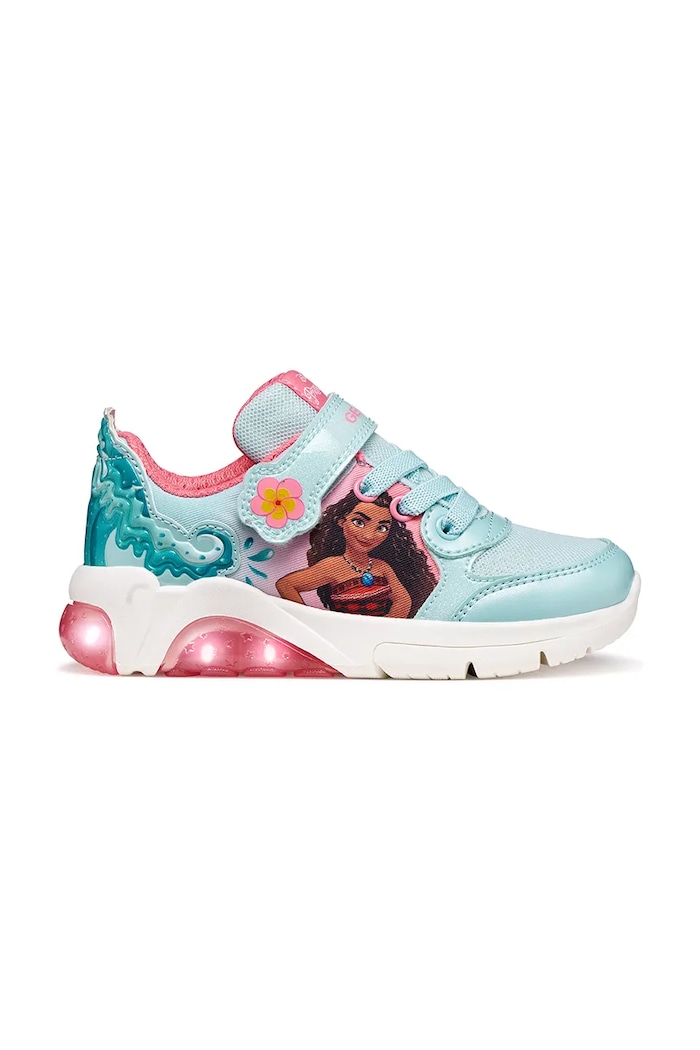 Dievča Detské tenisky Geox FADINLIGHT x Disney Princess J65M4D.0ANKC.32.35 tyrkysová