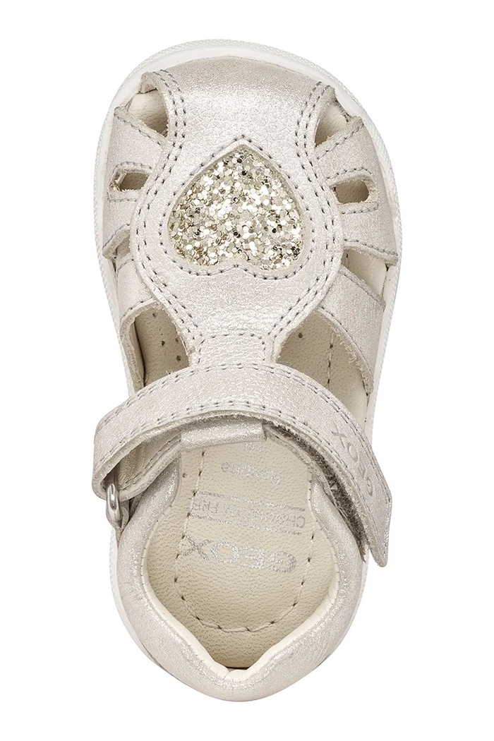 Geox detské kožené sandále SANDAL MACCHIA B654WA.0MAEW.18.26 strieborná