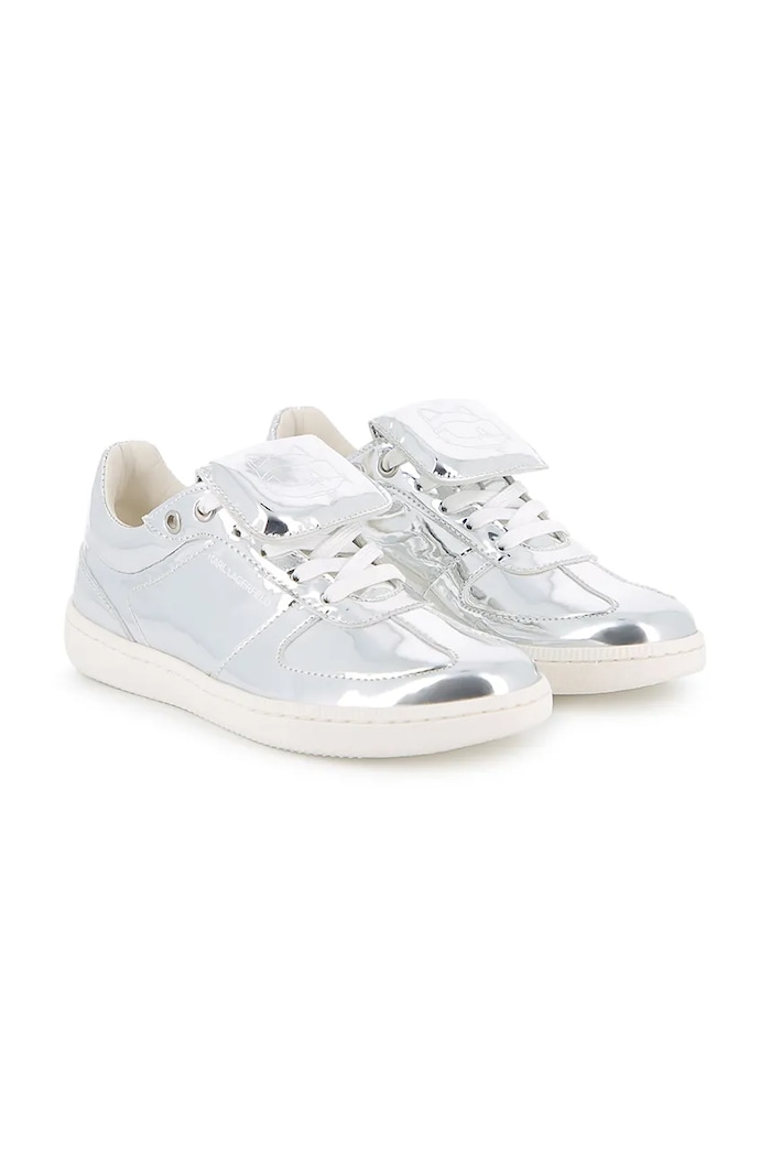 Detské tenisky Karl Lagerfeld imitácia kože strieborná Z31237.36.39