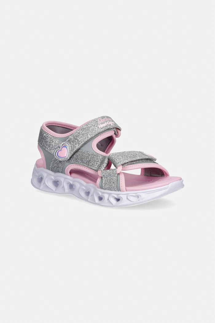 Skechers sandále detské HEART LIGHTS SANDALS-SUGAR SP strieborná 303114L