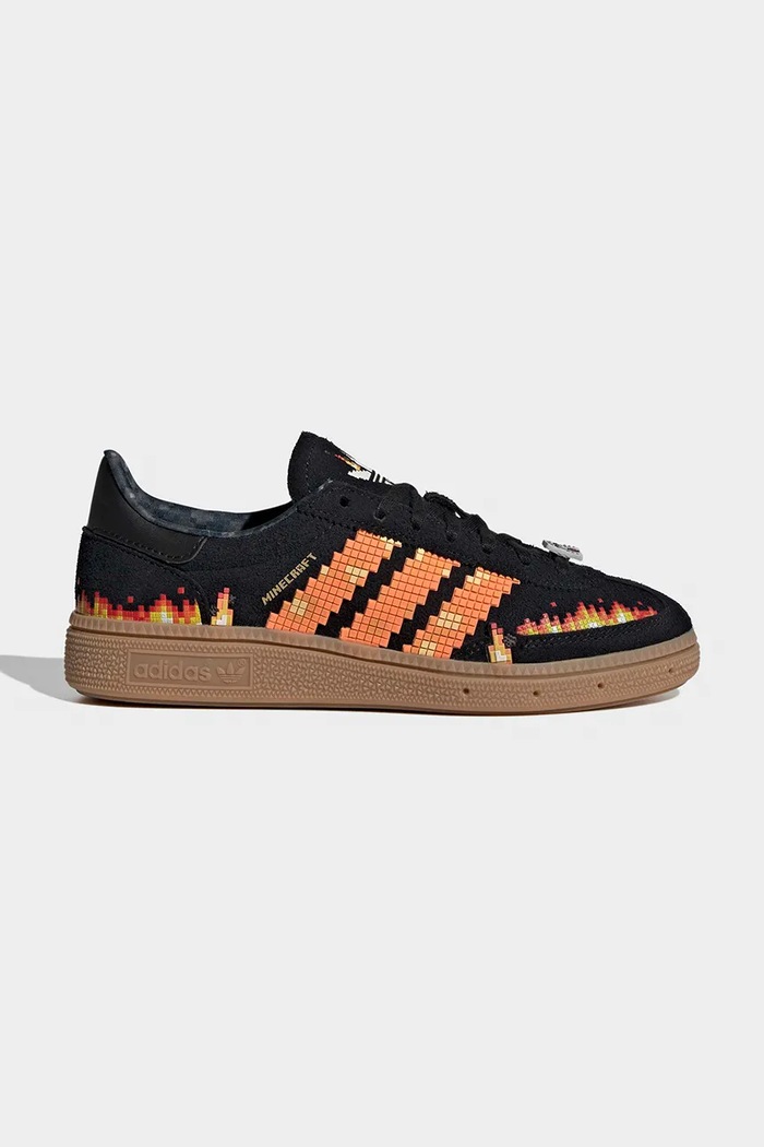 Detské kožené tenisky adidas Originals Minecraft HANDBALL SPEZIAL usňová koža čierna IH1737
