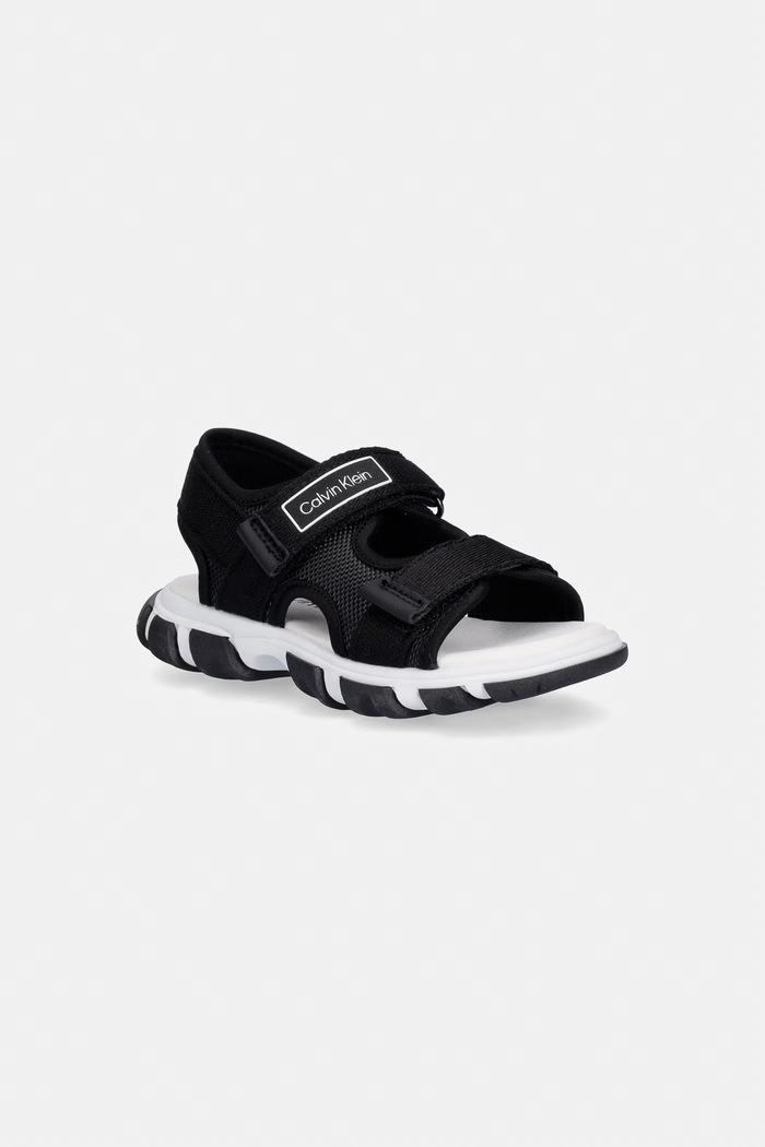 Detské sandále Calvin Klein Jeans imitácia kože čierna V1B2.83321.20.23