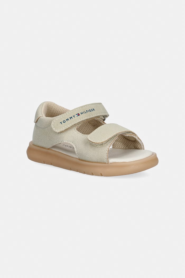 Detské sandále Tommy Hilfiger imitácia semišu béžová T1B2.34382