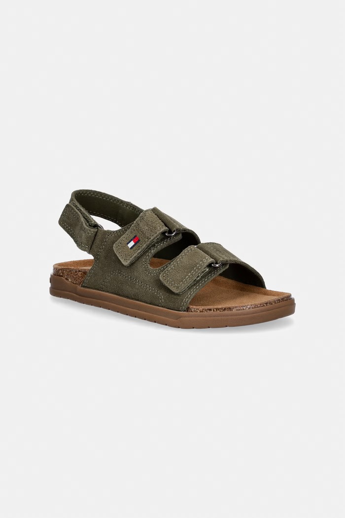 Detské semišové sandále Tommy Hilfiger zelená T3X2.34394.22.34