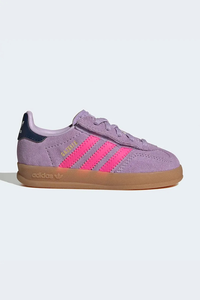 Otroške superge iz semiša adidas Originals GAZELLE INDOOR Nizka vijolična IH4012