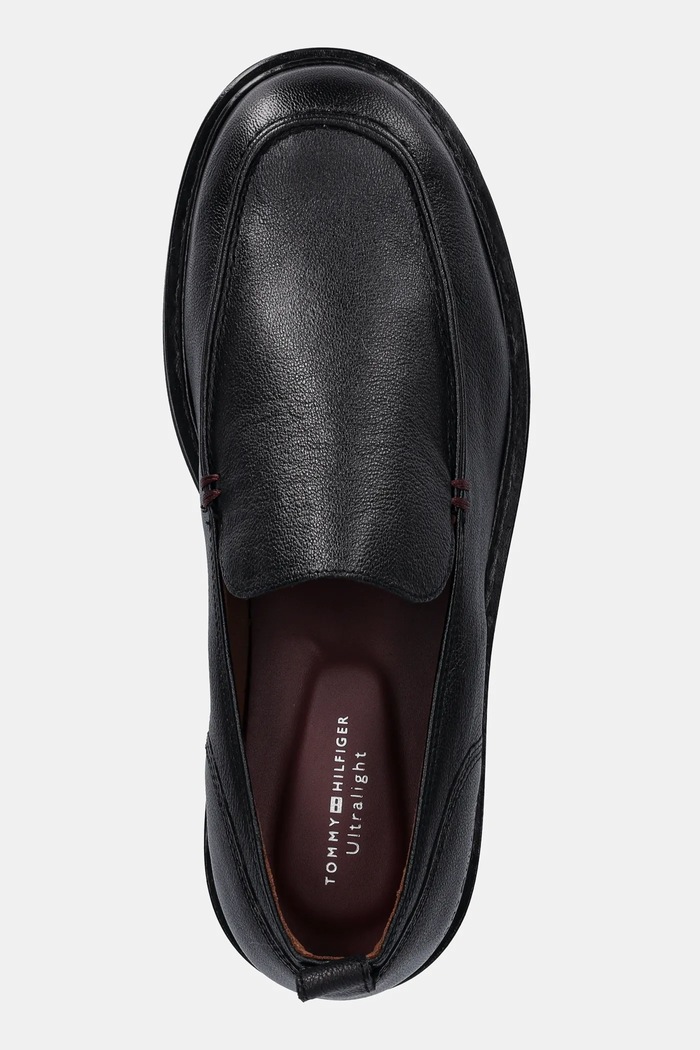 Δερμάτινα μοκασίνια Tommy Hilfiger HILFIGER ULTRA LIGHT TBL L LOAF μαύρο FM0FM05840