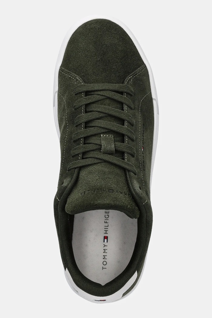Tommy Hilfiger velúr sportcipő TH COURT CORE SUEDE zöld FM0FM05716