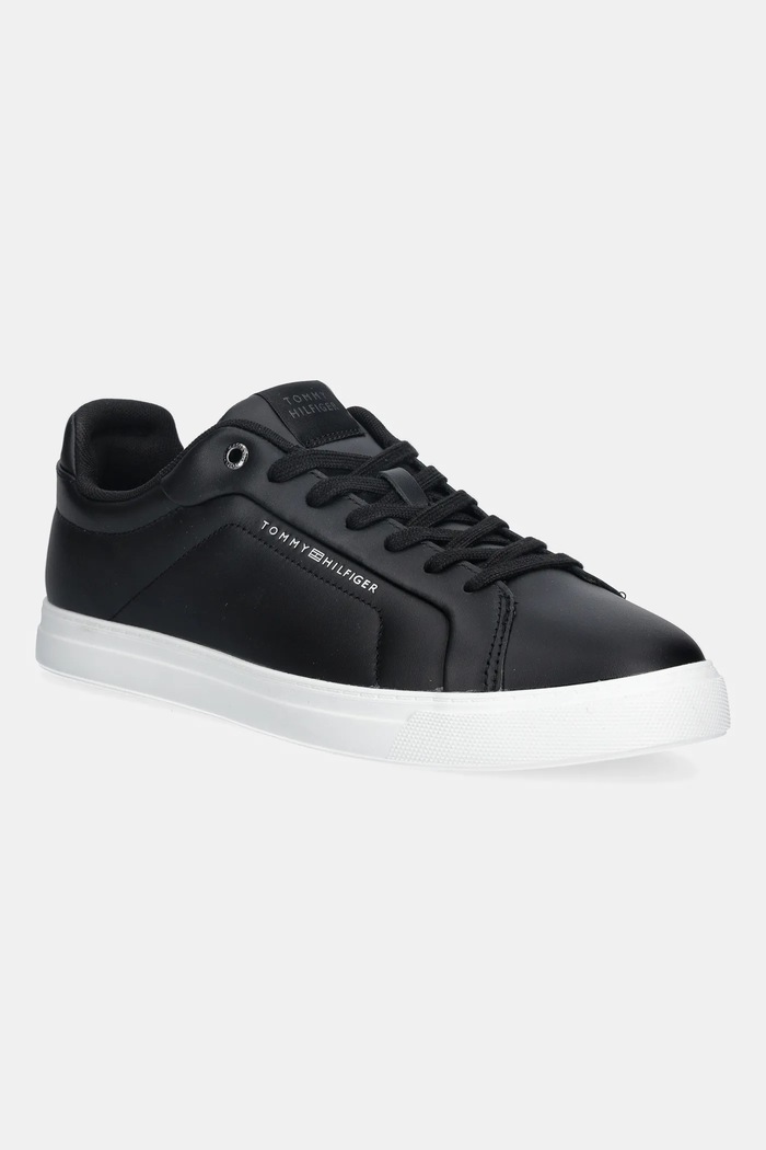 Superge Tommy Hilfiger ICON COURT LIGHT PREMIUM Zrnato usnje črna FM0FM05837