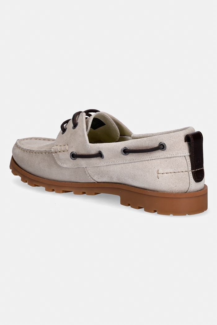 Încălțăminte Tommy Hilfiger mocasini bărbați din piele întoarsă HILIFGER LIGHT SDE BOAT SHOE FM0FM05747 bej