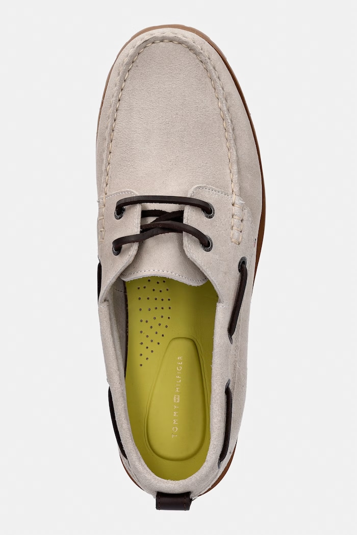 Tommy Hilfiger mocasini bărbați din piele întoarsă HILIFGER LIGHT SDE BOAT SHOE bej FM0FM05747