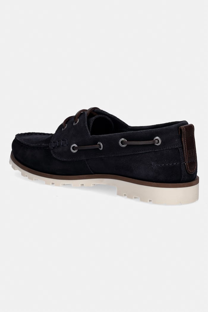 Încălțăminte Tommy Hilfiger mocasini bărbați din piele întoarsă HILIFGER LIGHT SDE BOAT SHOE FM0FM05747 bleumarin