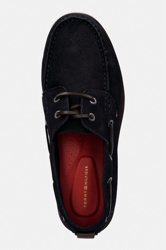 Tommy Hilfiger mocasini bărbați din piele întoarsă HILIFGER LIGHT SDE BOAT SHOE bleumarin FM0FM05747