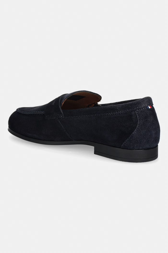 Obuwie Tommy Hilfiger loafersy damskie zamszowe FLEXIBLE SLIM SUEDE LOAFER FM0FM05745 granatowy