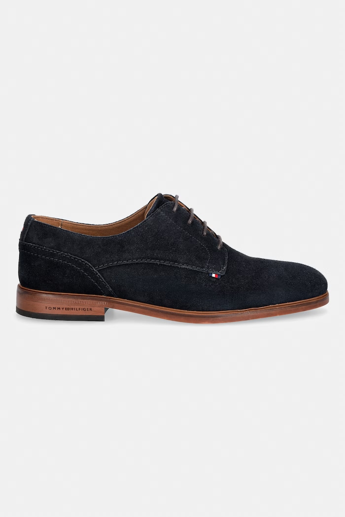Tommy Hilfiger półbuty męskie zamszowe HILFIGER SUEDE DRESS SHOE FM0FM05776 granatowy SS26
